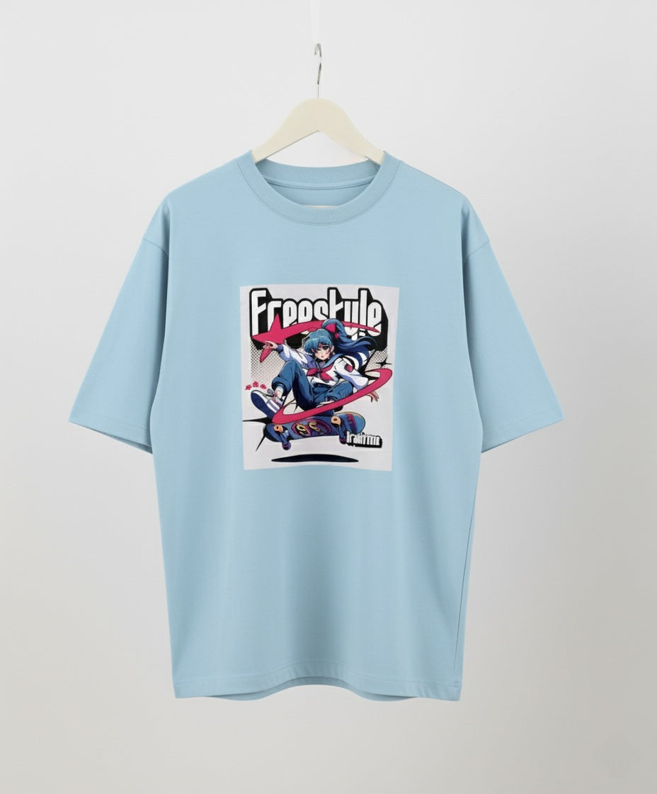 Graphic Printed Drop Shoulder Sleeves Cotton  T-Shirt
