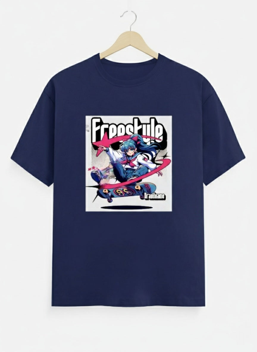 Graphic Printed Drop Shoulder Sleeves Cotton  T-Shirt