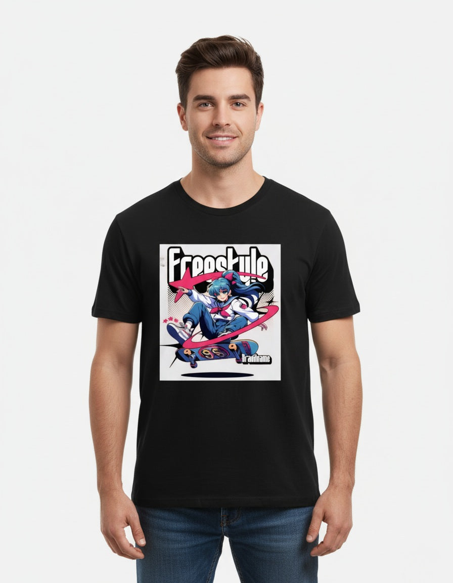 Graphic Printed Drop Shoulder Sleeves Cotton  T-Shirt