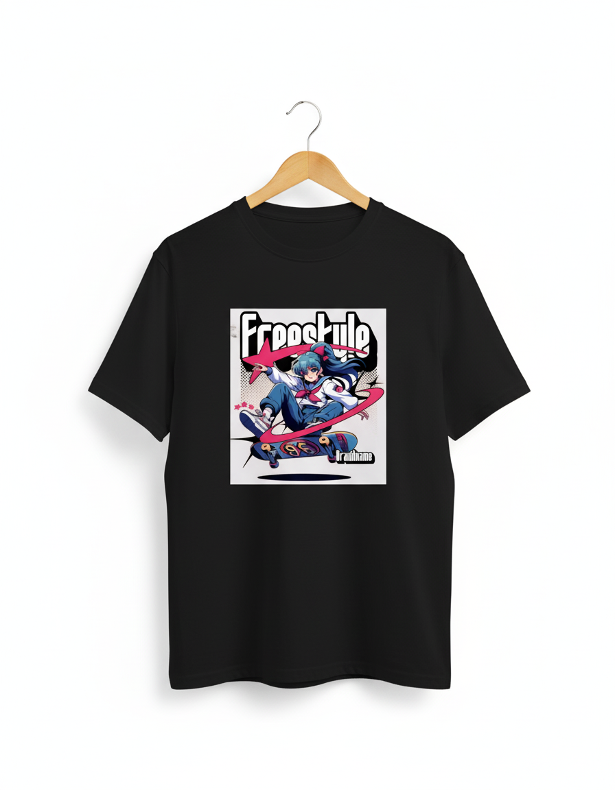 Graphic Printed Drop Shoulder Sleeves Cotton  T-Shirt