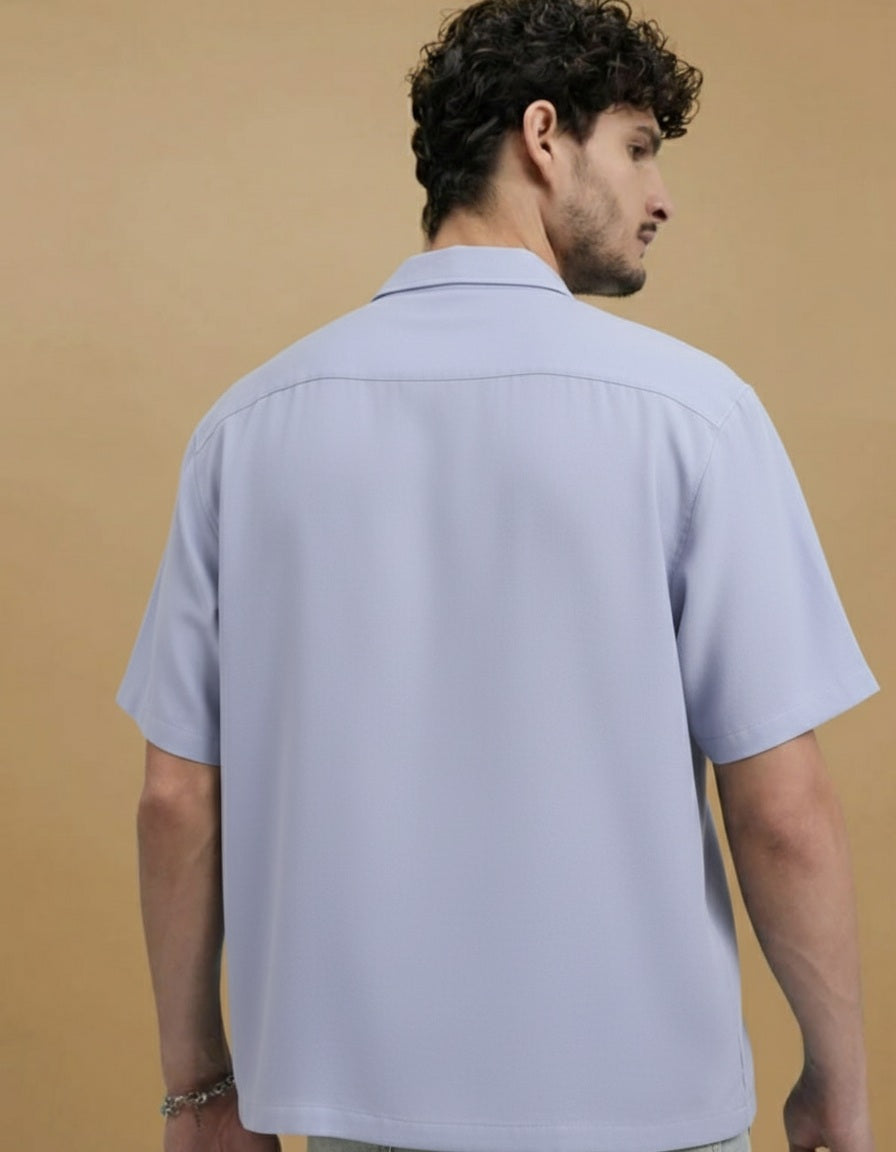 Men Regular Fit Self Design Spread Collar Casual Shirt