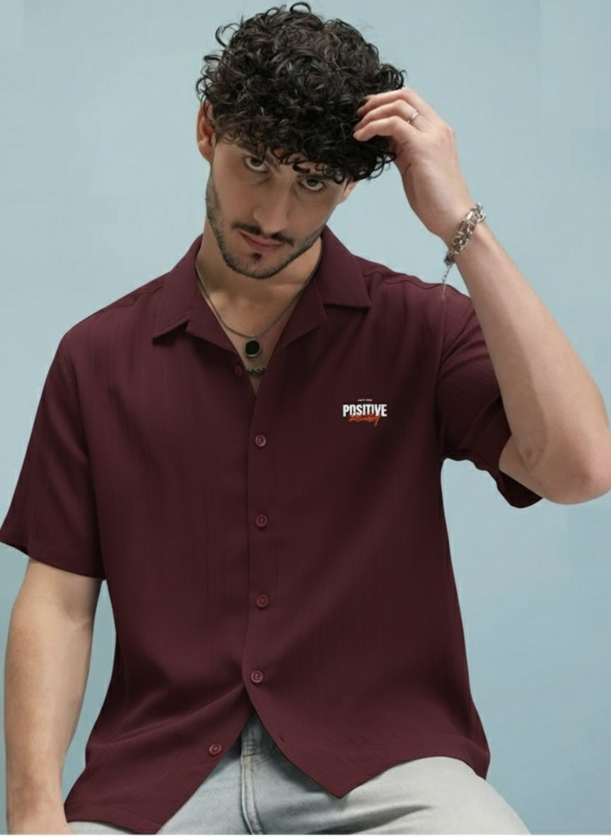 AYAH STUDIO Men Regular Fit Self Design Spread Collar Casual Shirt