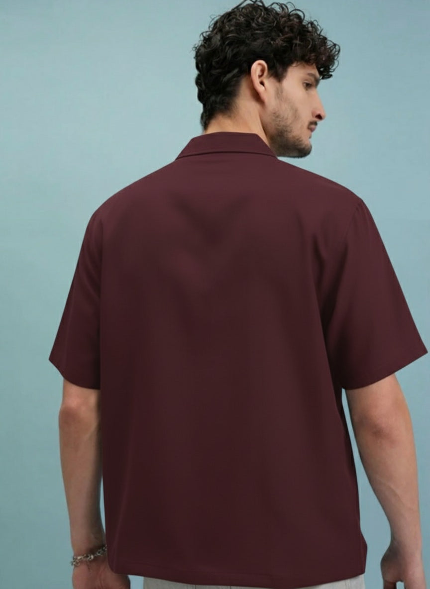 AYAH STUDIO Men Regular Fit Self Design Spread Collar Casual Shirt