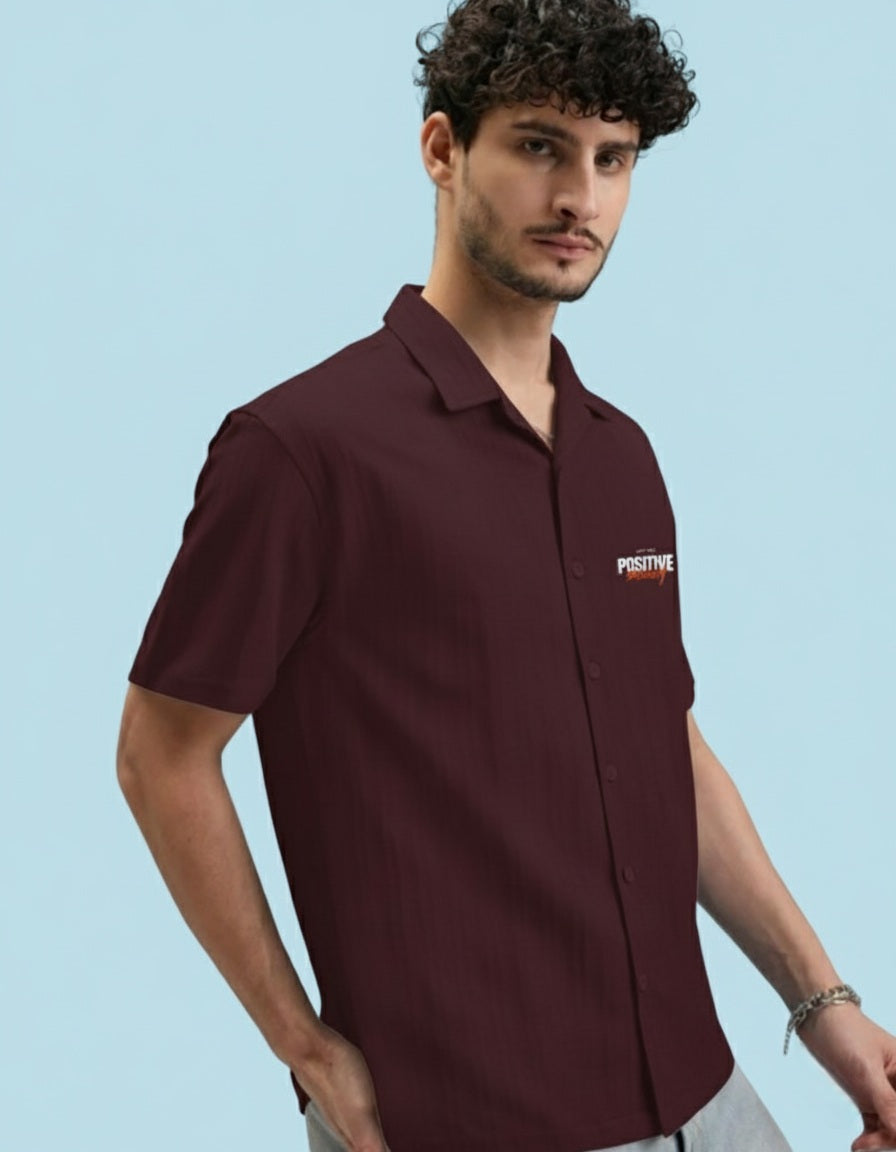 AYAH STUDIO Men Regular Fit Self Design Spread Collar Casual Shirt