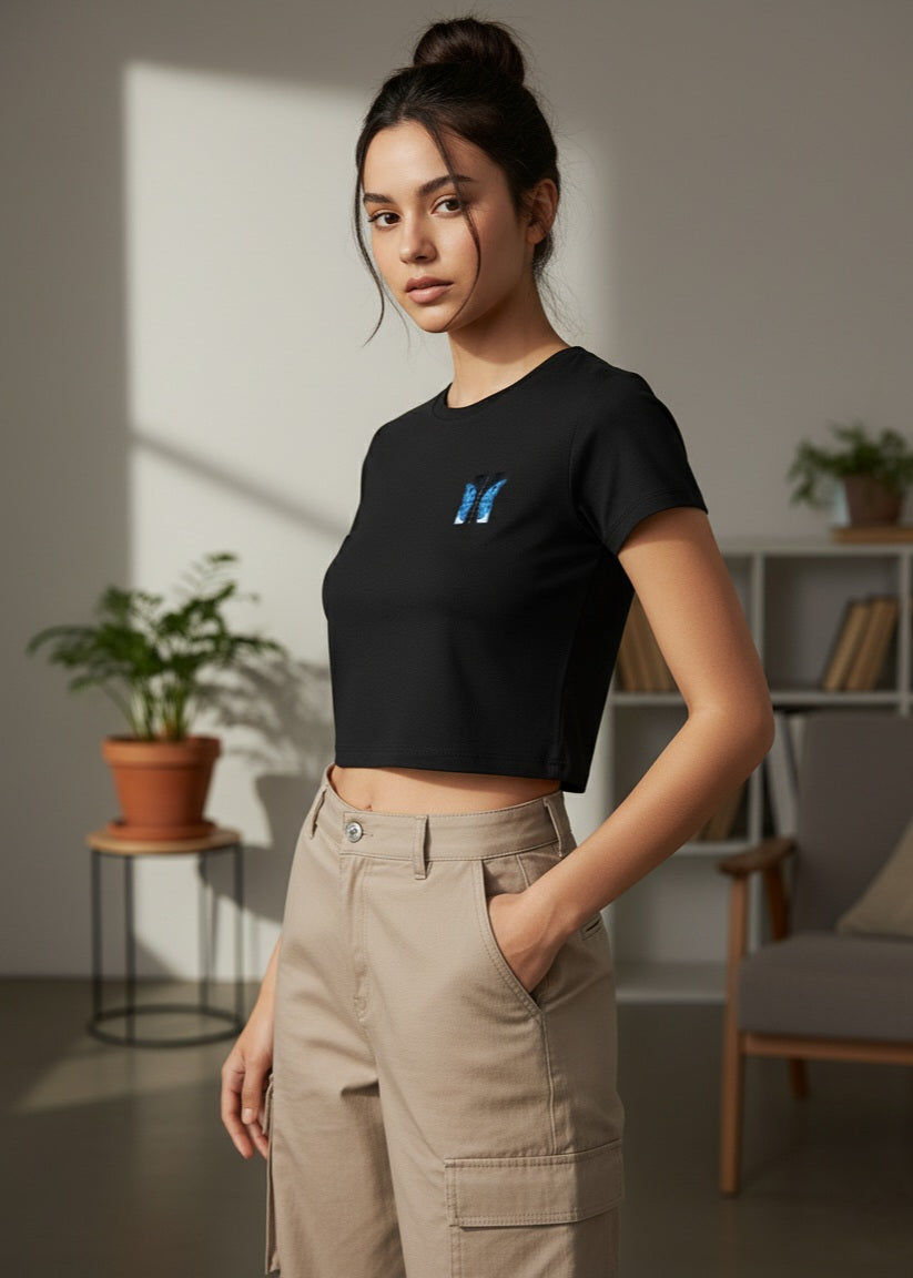 AYAH STUDIO Women Graphic Print Cotton  Premium Crop Top