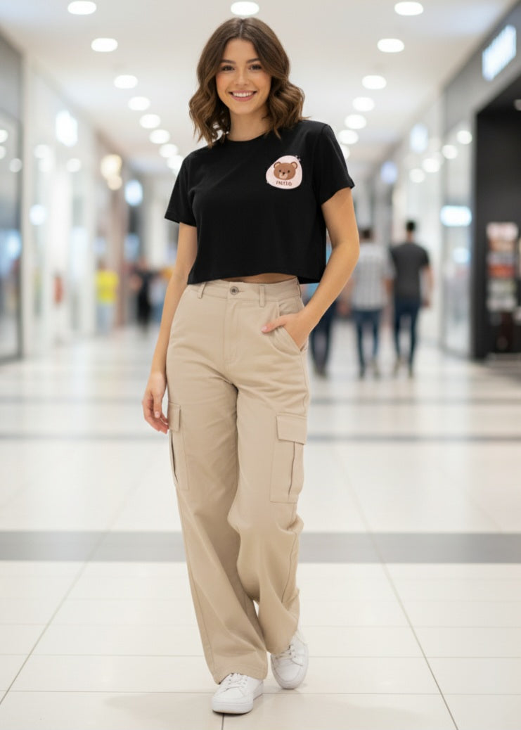 Women Graphic Print Cotton Premium Crop Top