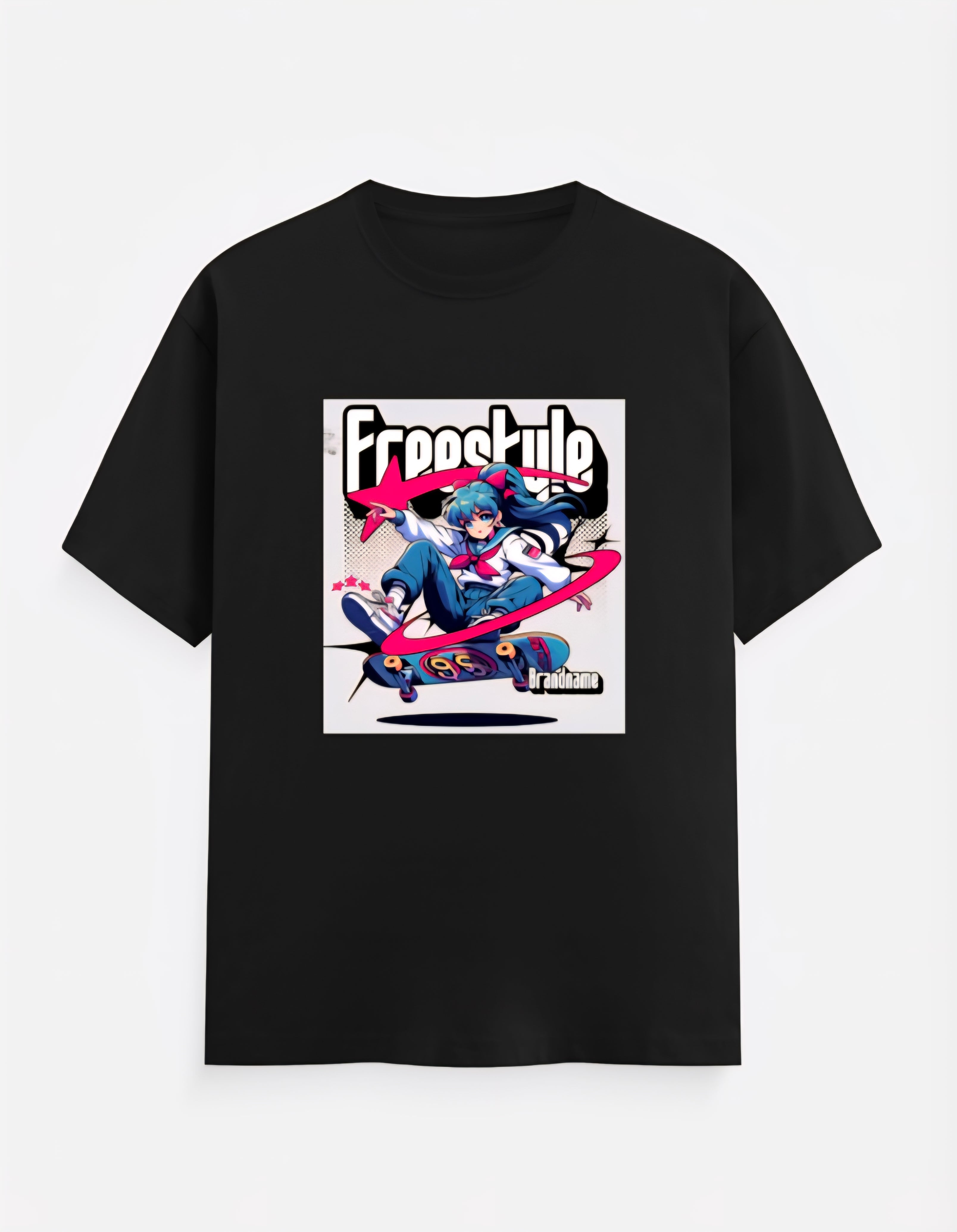 Graphic Printed Drop Shoulder Sleeves Cotton  T-Shirt