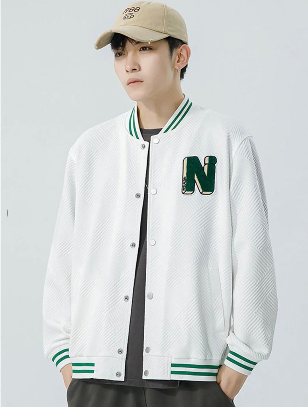 StyleCast x Revolte Men Geometric Casual Bomber Jacket