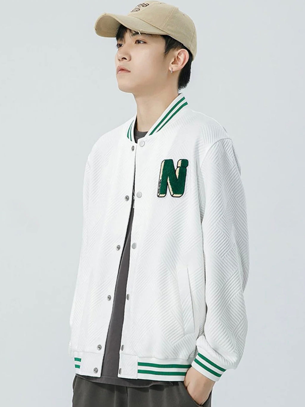 StyleCast x Revolte Men Geometric Casual Bomber Jacket