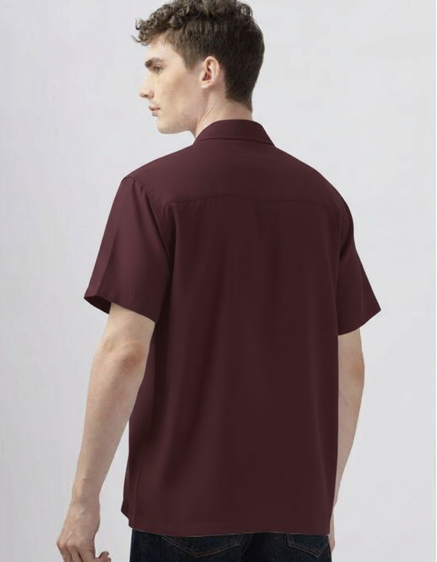 Men Comfort Boxy Fit Solid Cuban Collar Cotton Casual Shirt