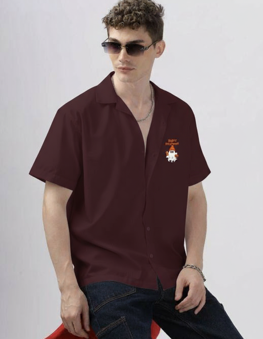 Men Comfort Boxy Fit Solid Cuban Collar Cotton Casual Shirt