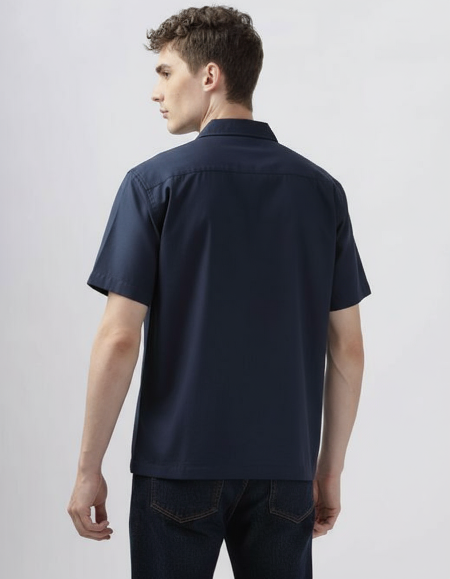 Men Comfort Boxy Fit Solid Cuban Collar Cotton Casual Shirt