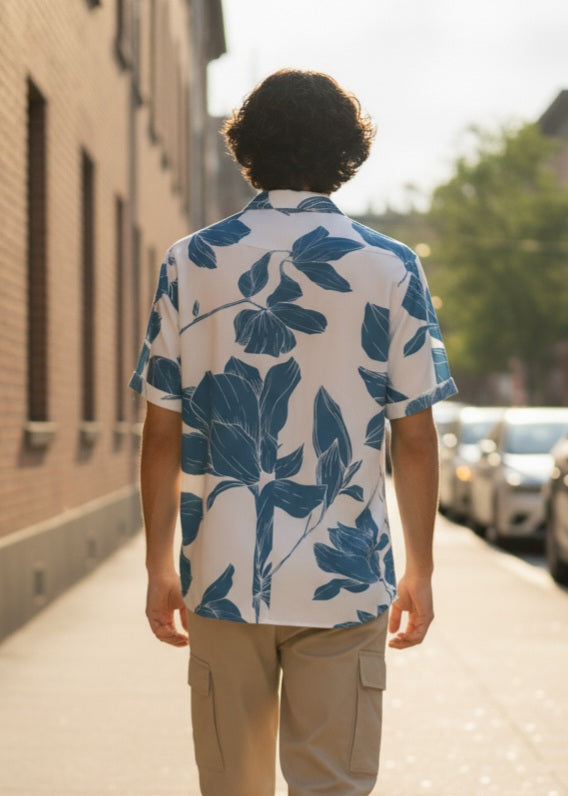 Men's Printed Half Sleeves Regular Collar Casual Shirt