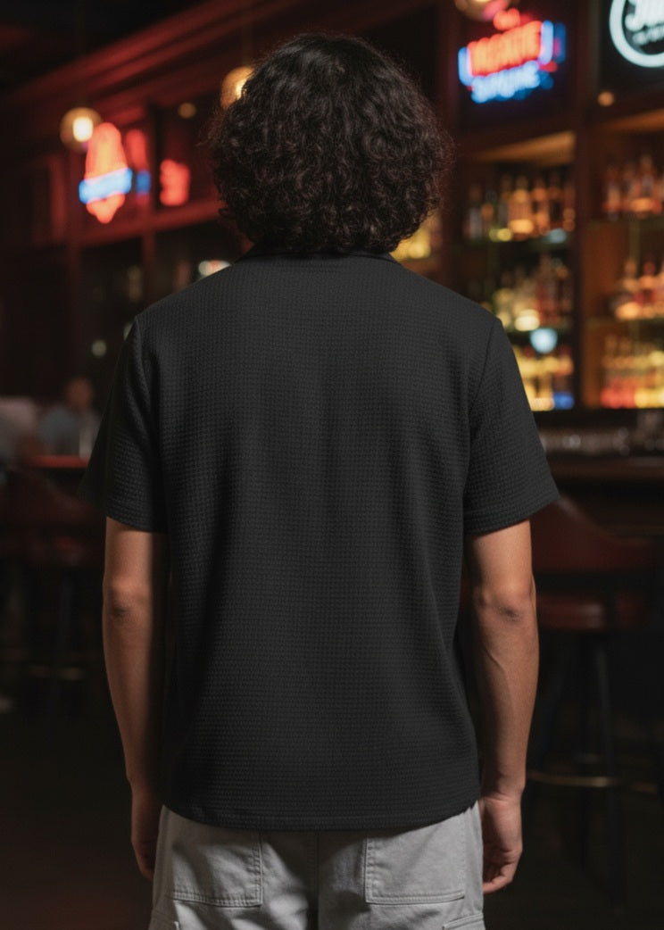 Men Regular Fit Self Design Club Collar Casual Shirt