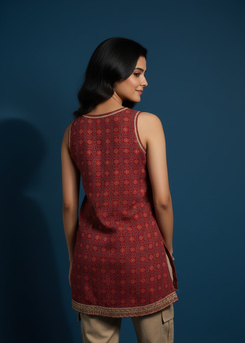 Rust Charm Sleeveless Kurti
