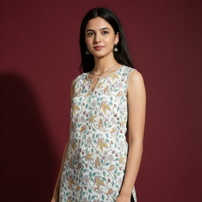 Birdsong Garden Sleeveless Kurti