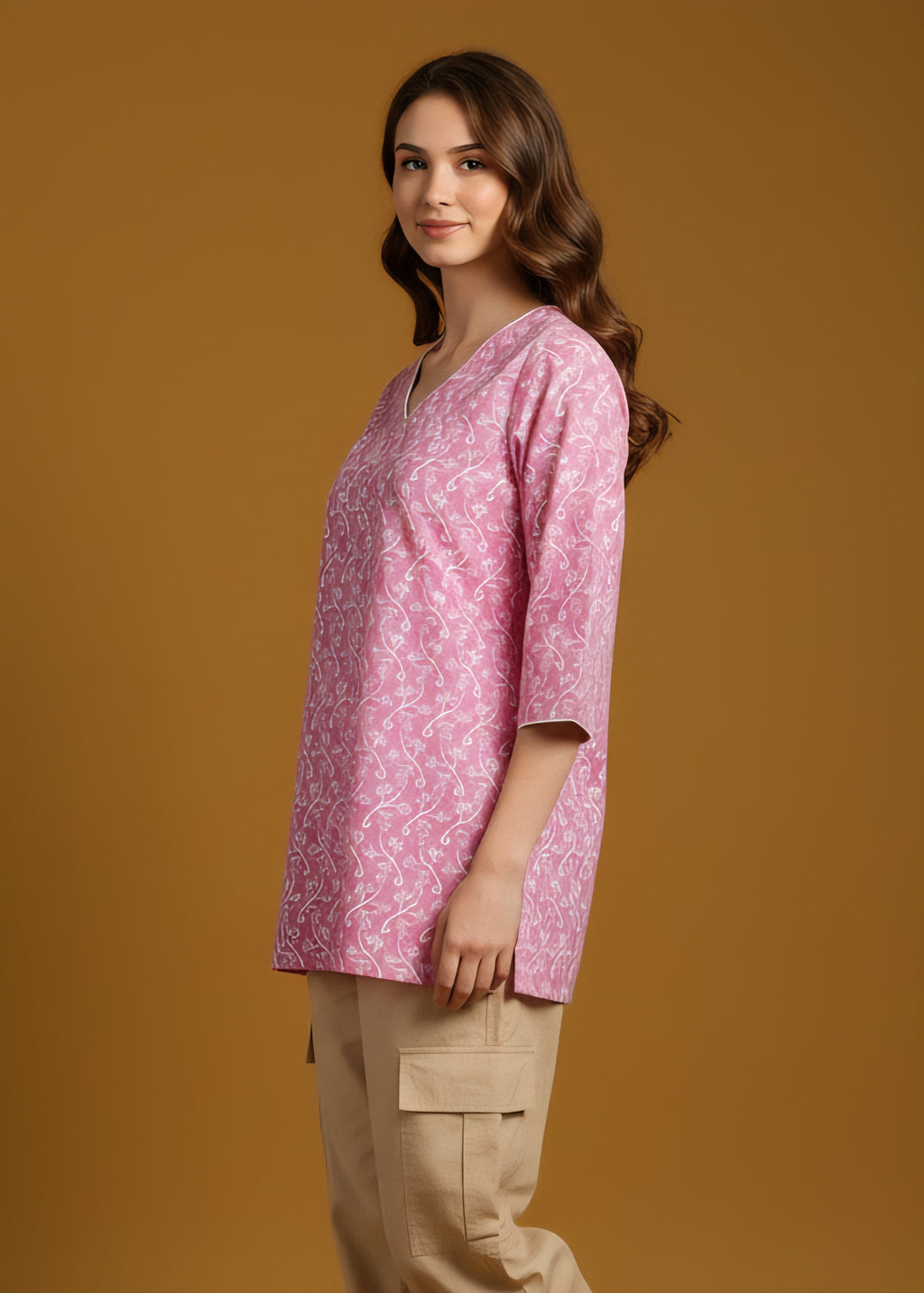 Gulbahar Pink Kurti - Stylish Printed Cotton Kurti for Everyday Wear