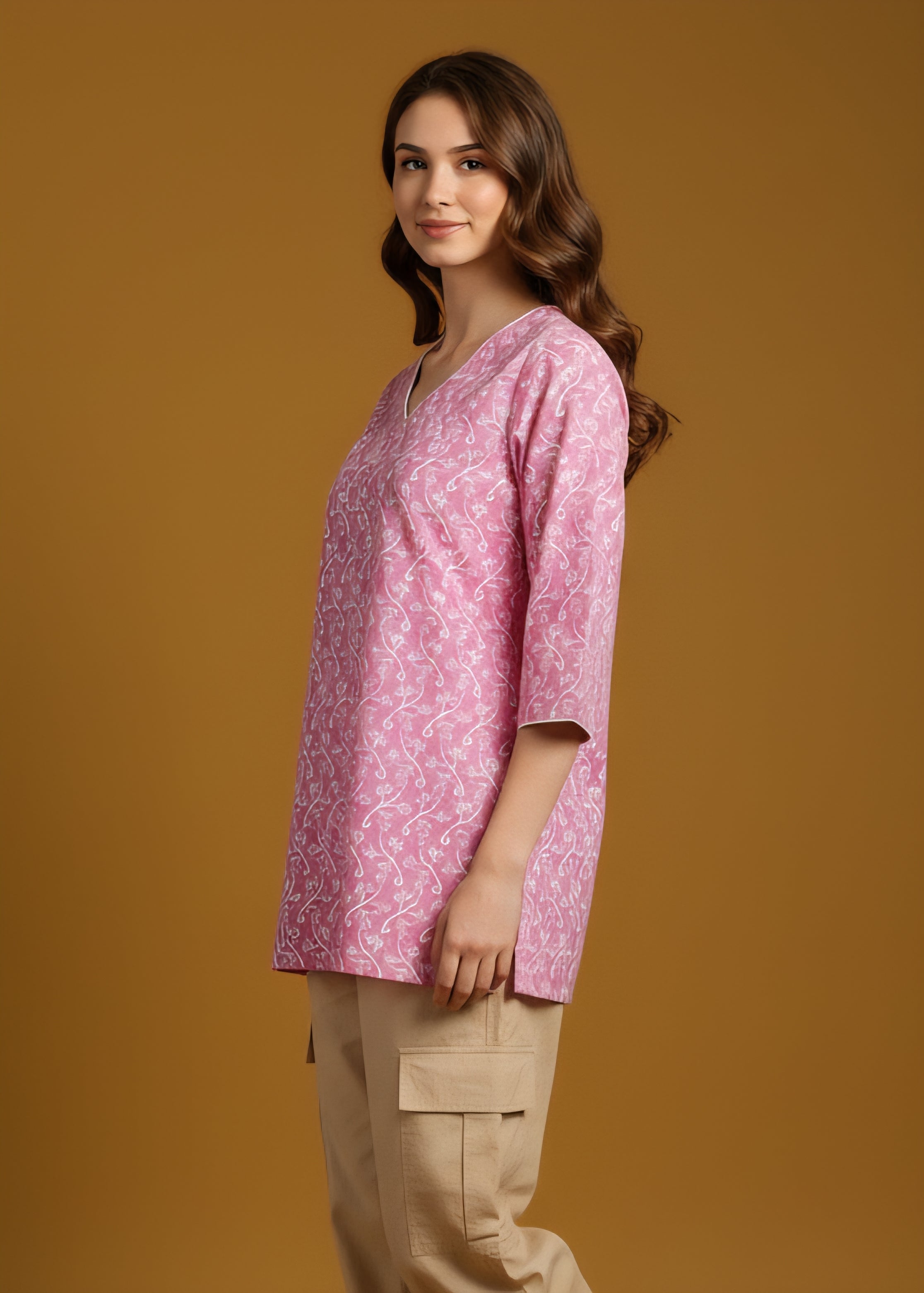 Gulbahar Pink Kurti - Stylish Printed Cotton Kurti for Everyday Wear
