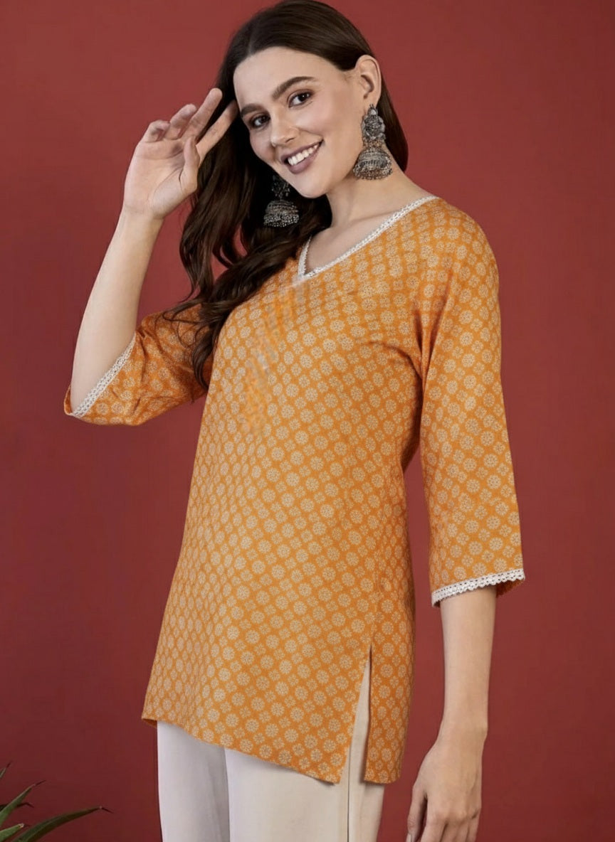 Yellow Dusk Cotton Kurti