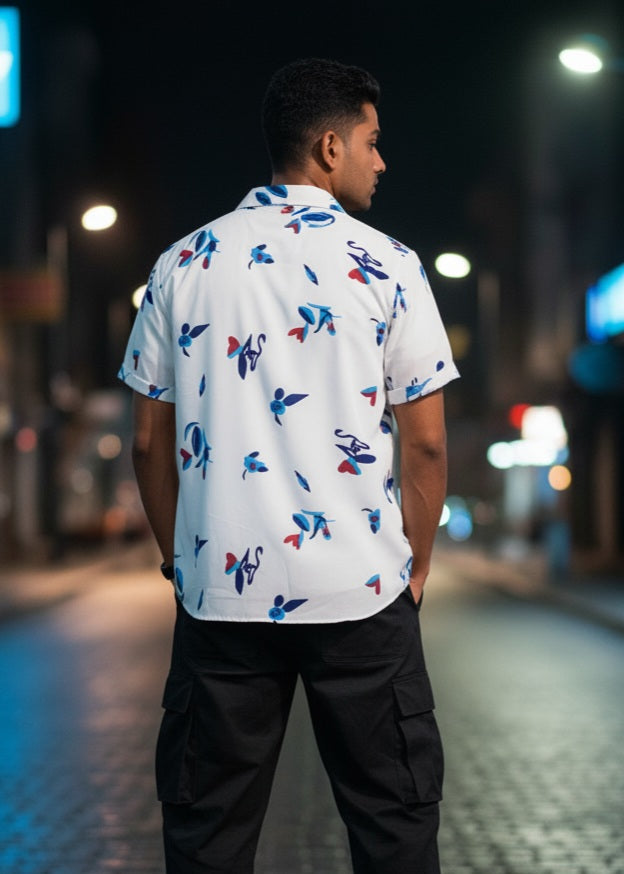 Men Regular, Super Slim Fit Printed Ribbed Collar Casual Shirt