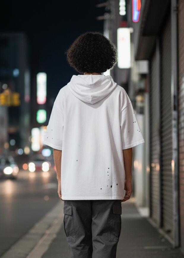 TRYTHIS Cotton Color Block Half Sleeves Hooded Neck Mens T-Shirt