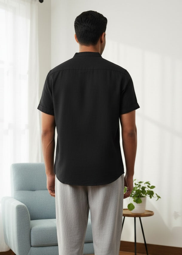 TRYTHIS Cotton Solid Half Sleeves Polo Neck Mens Shirt