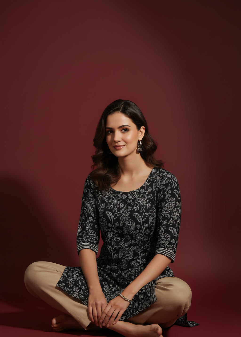 Midnight Paisley Cotton Kurti