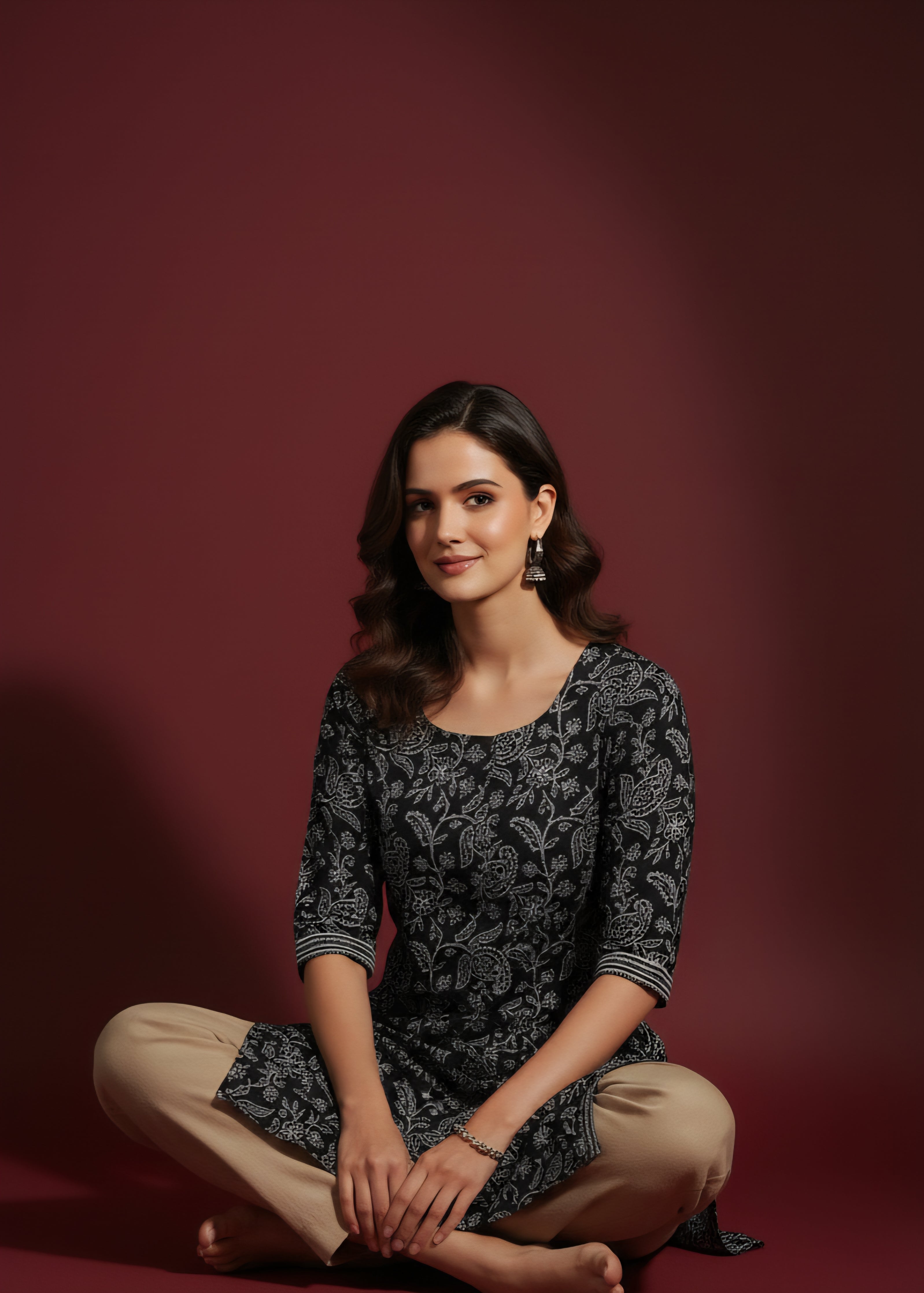 Midnight Paisley Cotton Kurti
